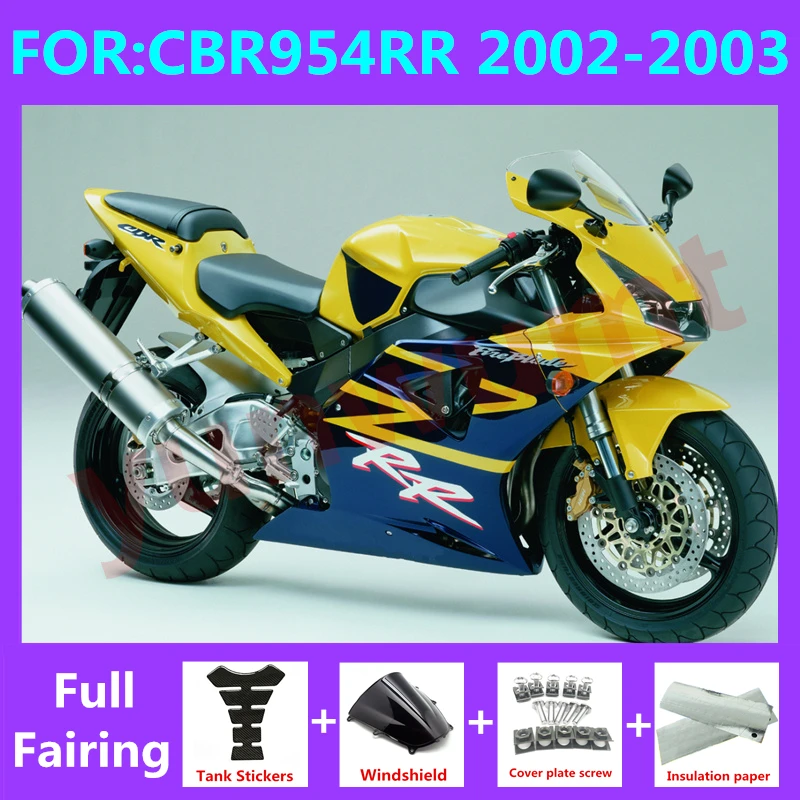 

Motorcycle Injection mold fairing kit fit For CBR 954RR 02 03 CBR954RR CBR954 RR 2002 2003 bodywork Fairings kits yellow black