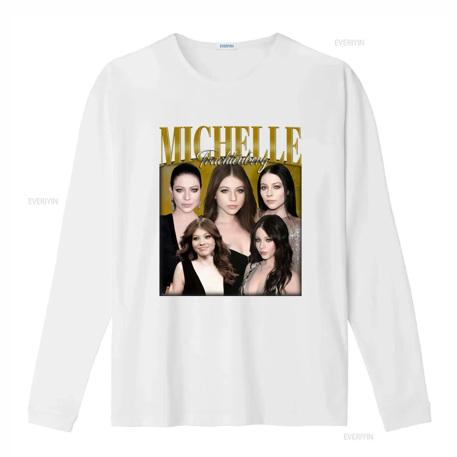 Фото Винтажная футболка Michelle Trachtenberg в стиле ретро 90-х, классическая, модная, дизайнерская одежда унисекс, удобная, с эффектом потертости. №4