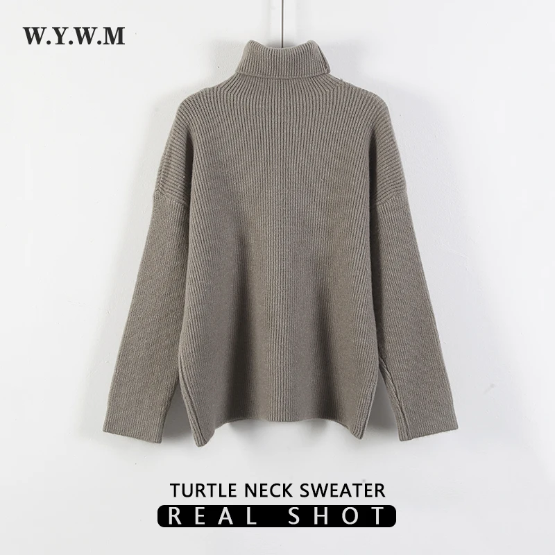 

WYWM 2021 Winter Turtleneck Sweater Women Korean Chic Thick Warm Soft Knitted Pullover Ladies Loose Cashmere Outwear Female Tops