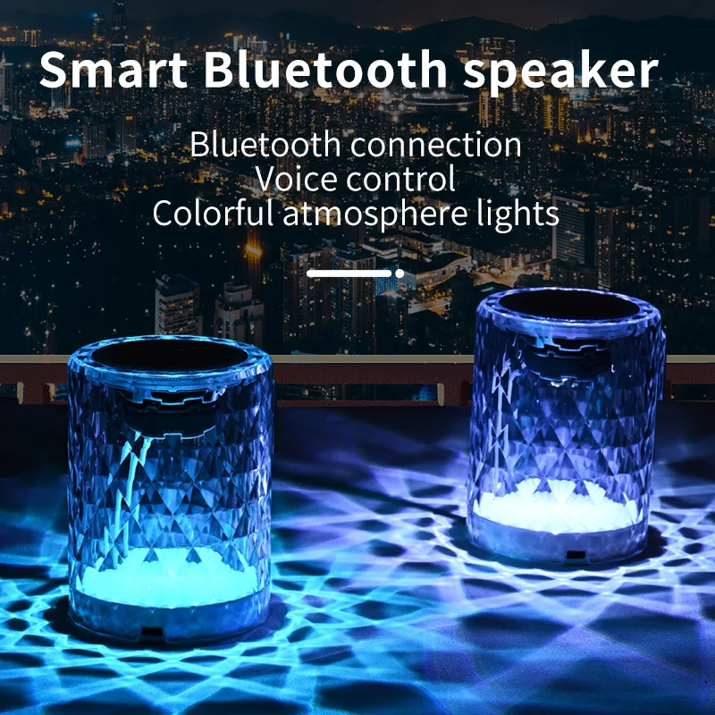 

New Colorful Led Luminous Speaker Transparent Glass Portable Tws Mini Bluetooth Loudspeaker Box Gift Speakers Travel Case Packed