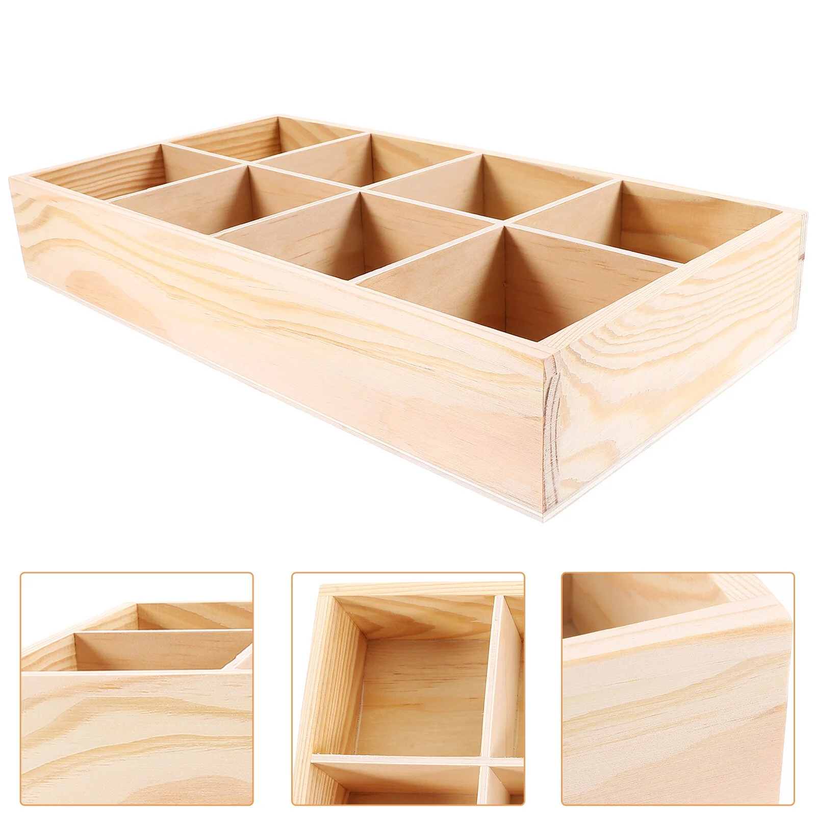 

Wooden Organizer Boxs Storage Board Organizing Planter Flower Pot Holder Box Wood Display Compartment Wooden Trinket