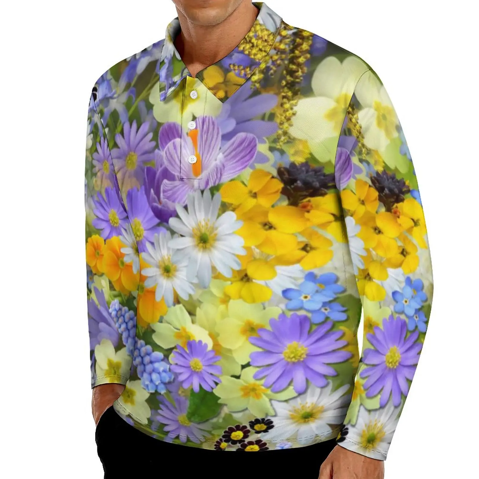 

Женская Повседневная рубашка-поло с цветочным принтом, осенняя графическая рубашка с длинным рукавом