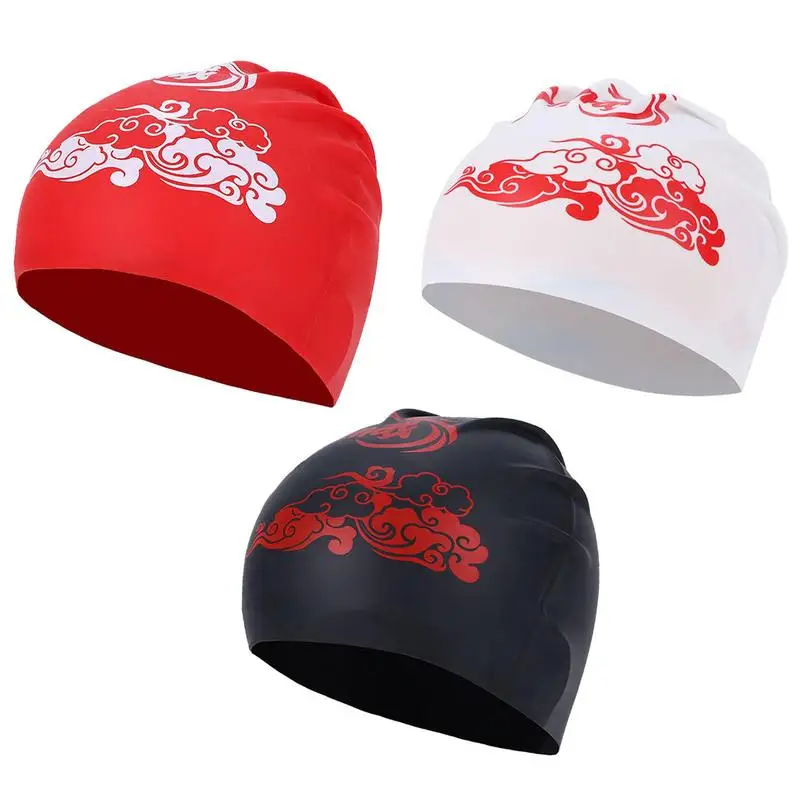 

Chinese Style Swimming Caps Silicone Swim Caps for Adult Men Women Swimming Bathing Summer Printed Waterproof Swimming Hats