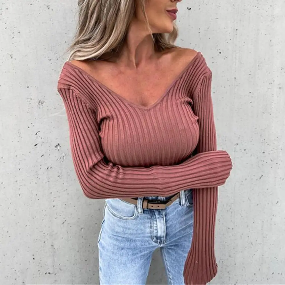 

Women Top Breathable Soft Stretchable Slim Fit Spring Sweater Lady Shirt for Daily Wear