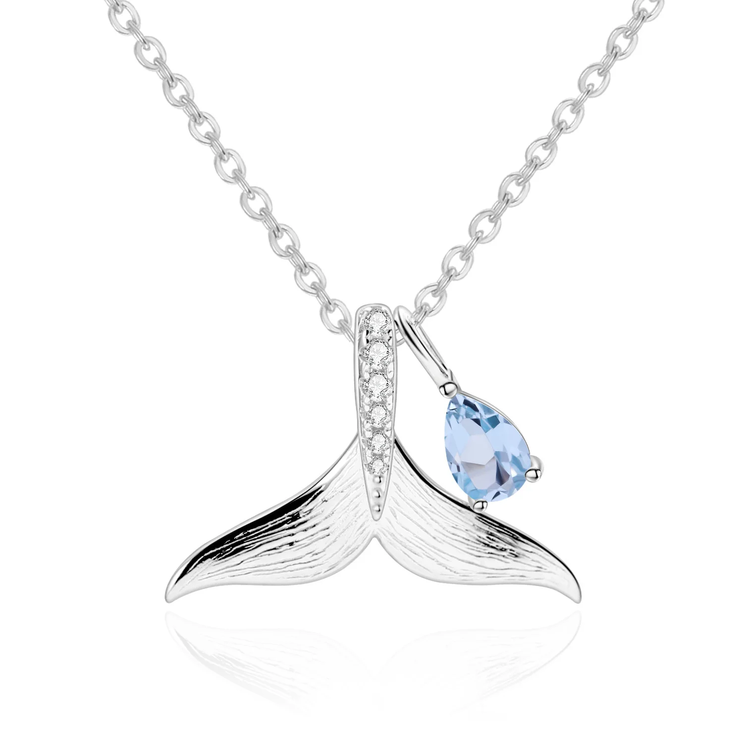 

brand genuine Luxury real jewels Designer Premium Charm Whale Tail Design s925 Sterling Silver Natural Topaz Necklace Pendant hi