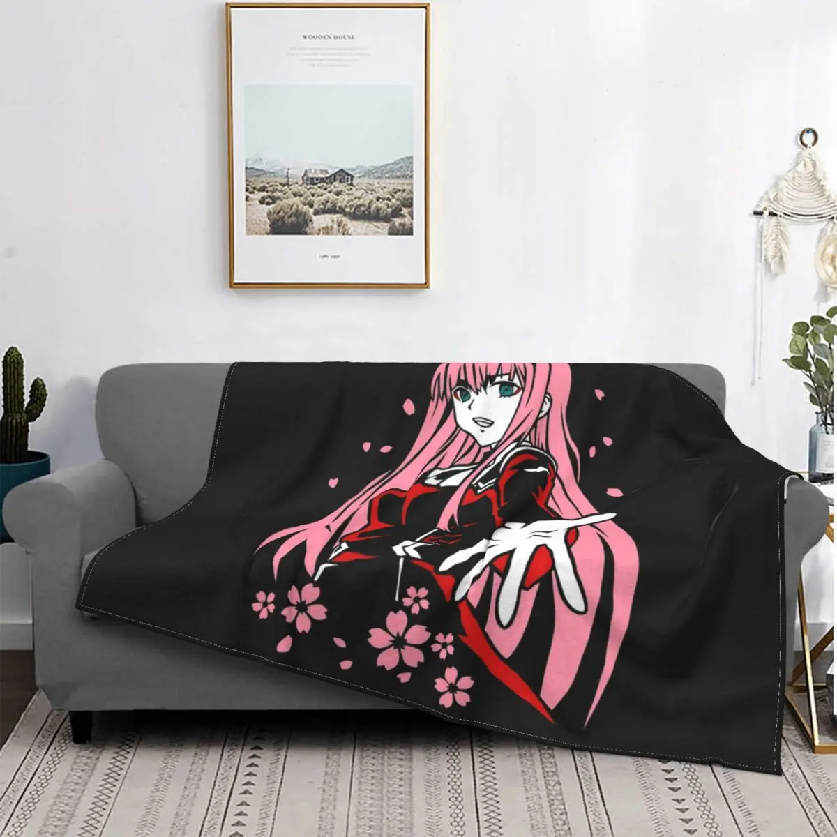 Zero Two Darling In The Franxx Merch Blankets Flannel Autumn/Winter Portable Ultra-Soft Throw Blanket for Bed Bedroom Bedspreads