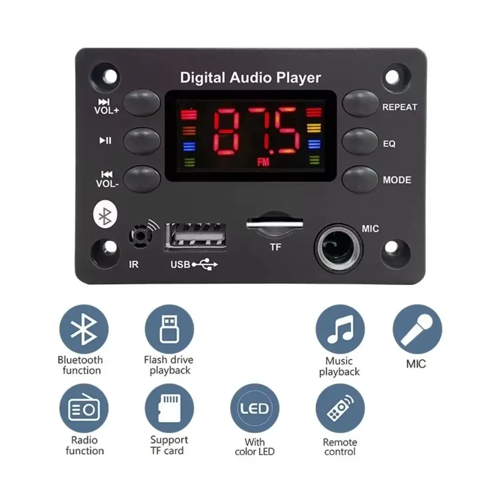 Фото Новый музыкальный плеер MP3 с Bluetooth 5.0, FM-радио, многофункциональный USB-аудиоплеер для автомобиля, 5В постоянного тока №5