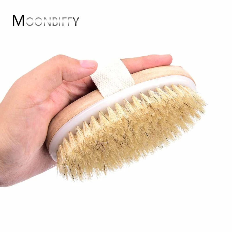 

1Pcs Dry Skin Body Brush Natural Bristle Brush Soft SPA Brush Bath Massager Affordable Home Wood-Colored Bath Tool
