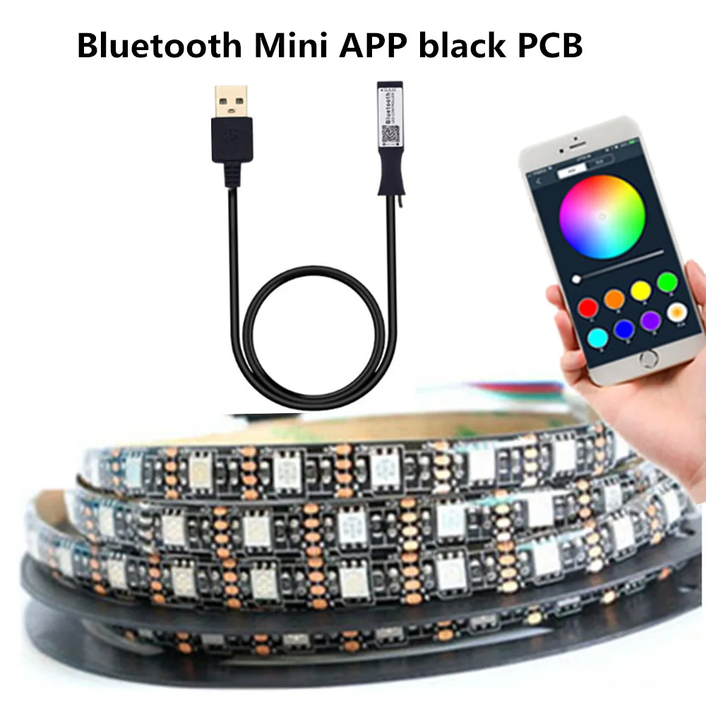 

Mini Bluetooth 5V USB LED Light Strip 5050SMD 60LEDs/M RGB Lamp Tape Ribbon Lights for Desktop TV backlight strip 1M 2M 3M 4M 5M