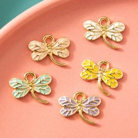 10pcs gold plated enamel dragonfly charm for jewerly making bracelet findings women pendant necklace accessories craft diy