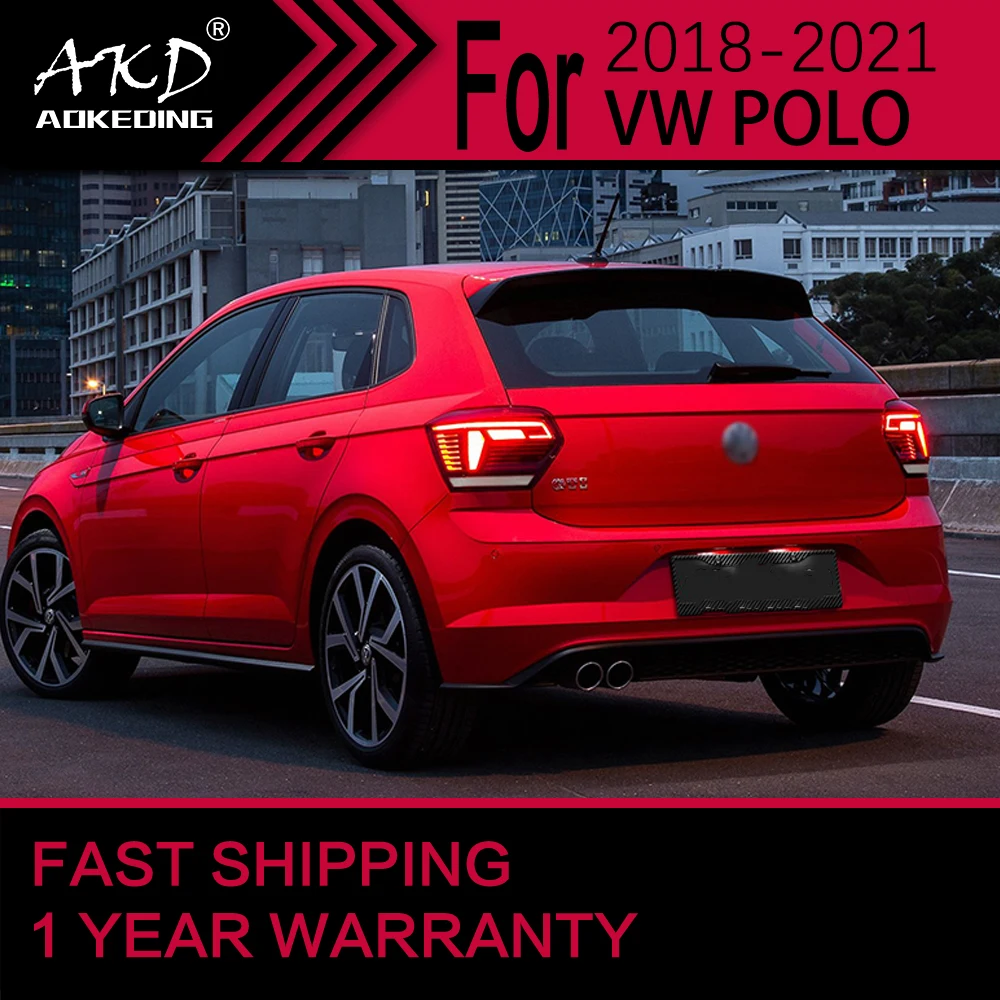 

Автомобильные фары для VW POLO, фонарь заднего хода, 2018-2021 POLO, задний стоп-сигнал, Тормозные сигналы, ДХО, задние автомобильные аксессуары