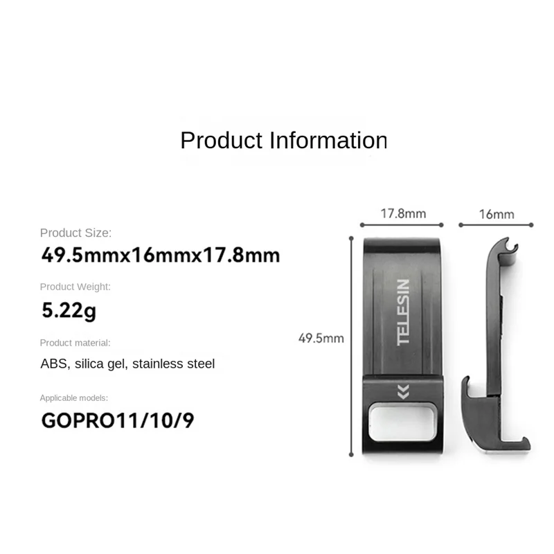 TELESIN для GoPro 9 10 11 крышка аккумулятора Водонепроницаемая боковая Type-C зарядная