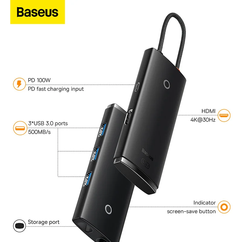 Baseus USB C HUB Type to HDMI-совместимый адаптер 4K 3 0 Док-станция для MacBook Pro Air Splitter |