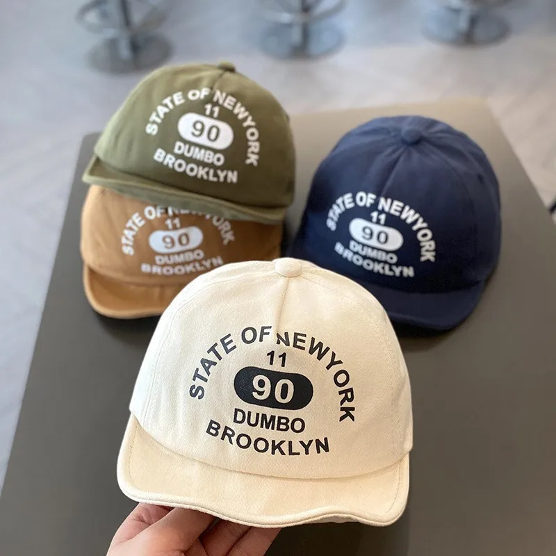 

Spring And Autumn Outdoor Sports Children Baseball Cap Letter Code Boys And Girls Cotton Hip Hop Back Button Duck Beak Hat
