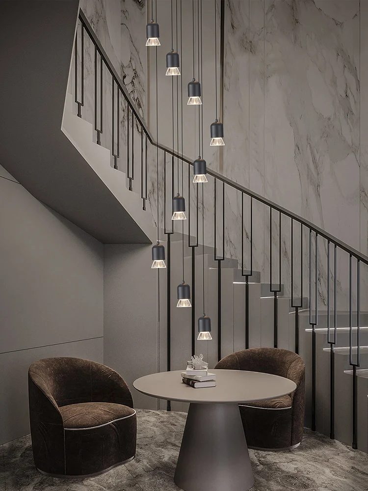 

Lustre Staircase Pendants Modern COB Ceiling Lamp in Living room of Duplex Building Hanging Chandeliers Hotel Dining room Lamps