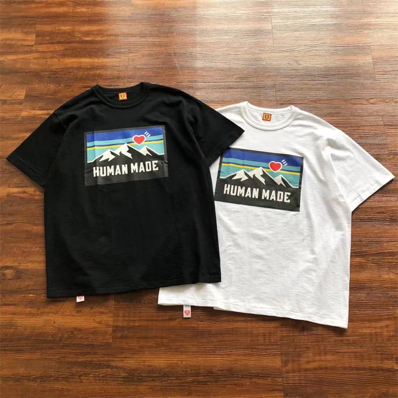 

2023ss Mountain Print Human Made T-shirts Men Women Top Tees White Black Short Sleeve
