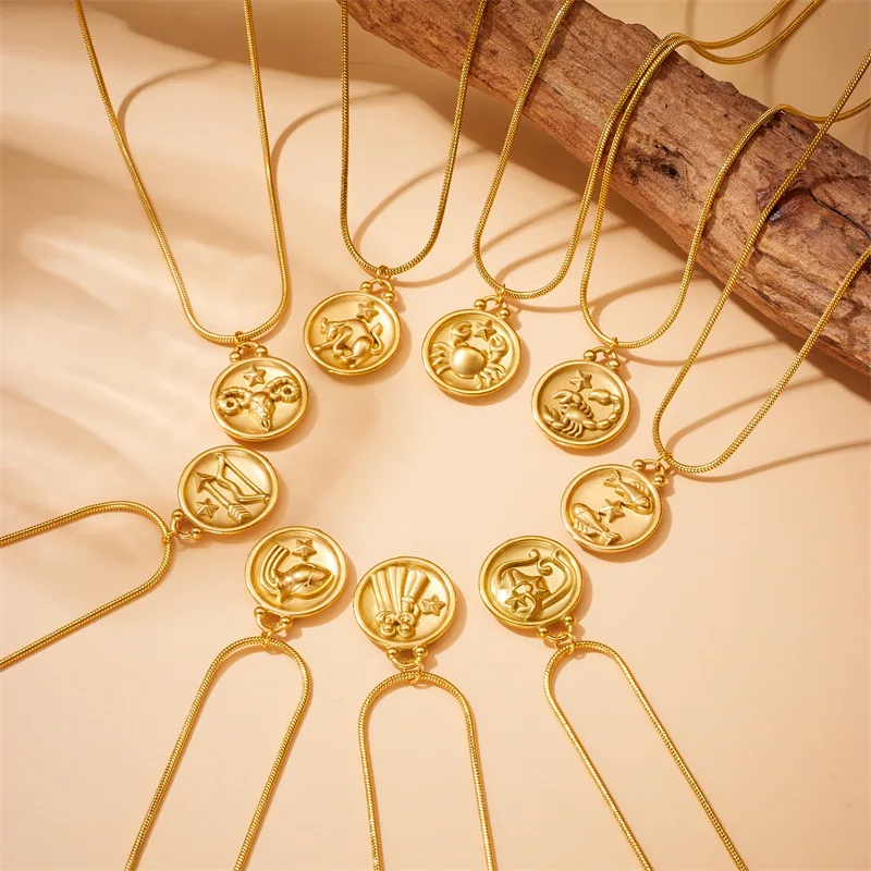 Ожерелье из нержавеющей стали со знаком зодиака 12 ожерелье созвездия золотой