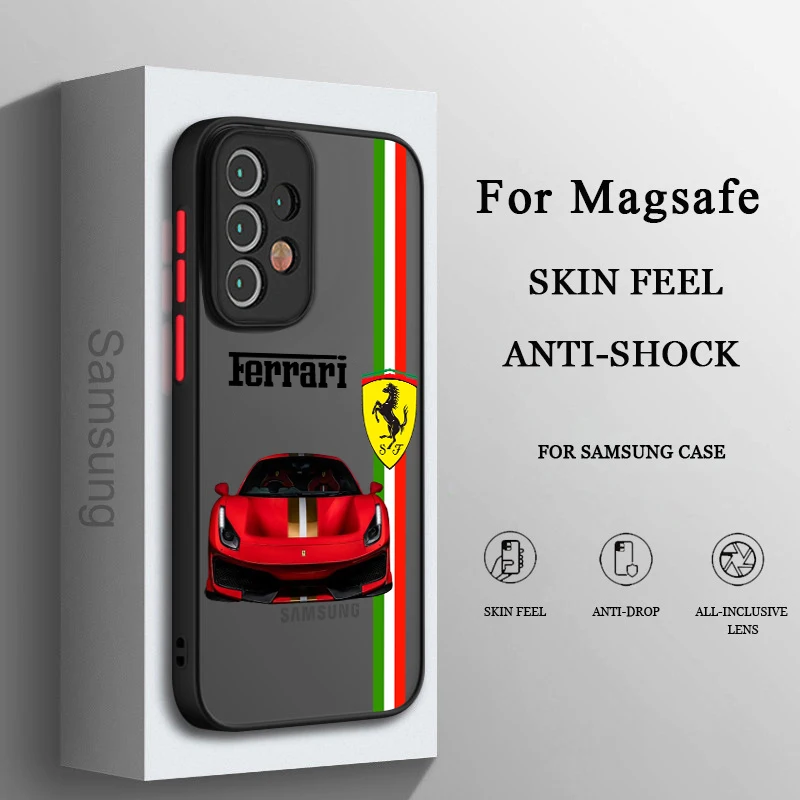 

Luxury Sports Ferrari Cool Phone Case For Samsung A71 A70 A50 A52 A51 A42 A32 A22 A21S A12 A33 A53 Frosted Translucent