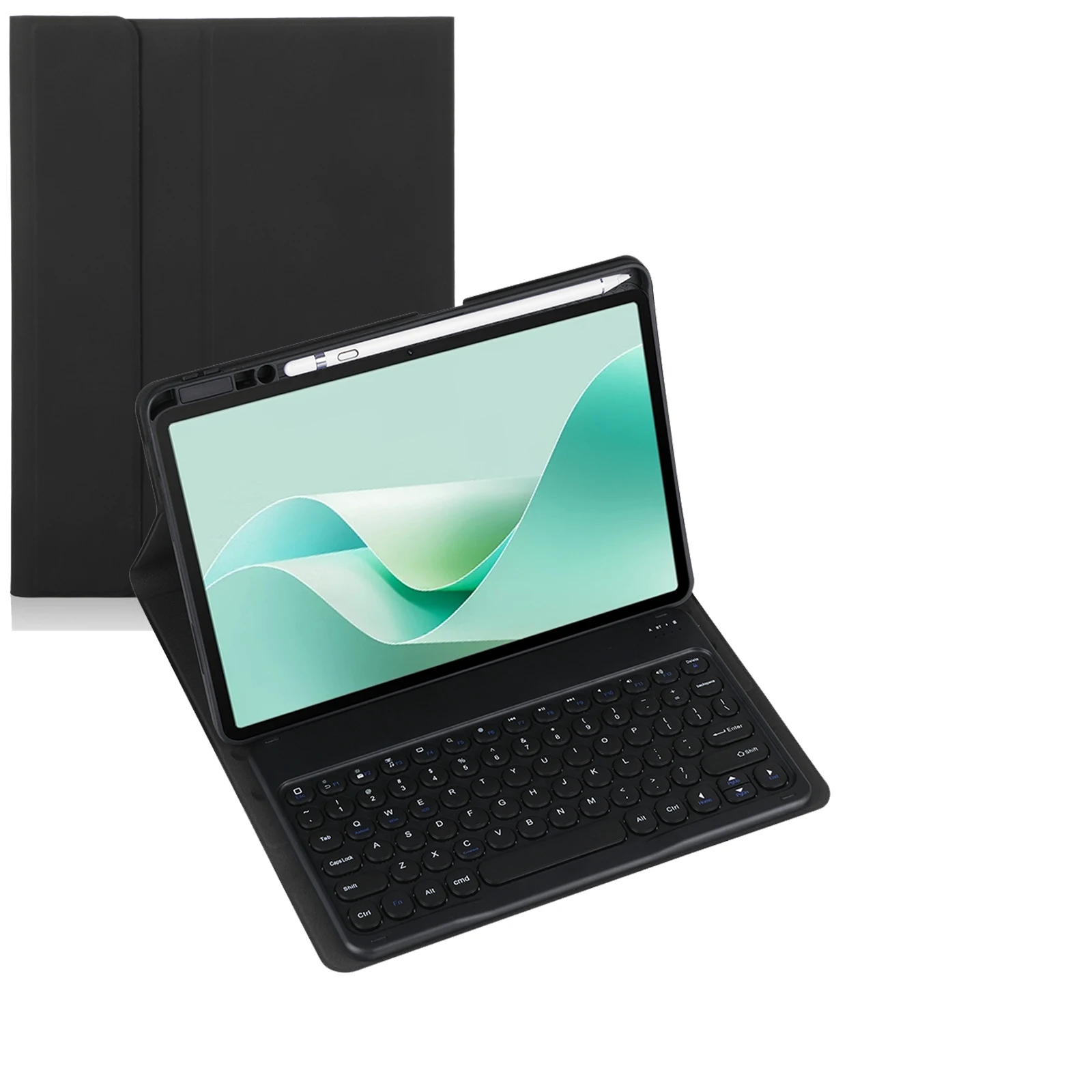 Фото Закругленный чехол для клавиатуры для HUAWEI MatePad C5 BZT3 10,4 дюйма, беспроводной круглый чехол для клавиатуры с держателем для ручек №1