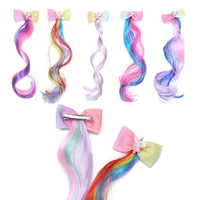 children unicorn wig for girls colorful cute hairpins kids brithday party headband dress up child fashion bow hair%c2%a0accessories