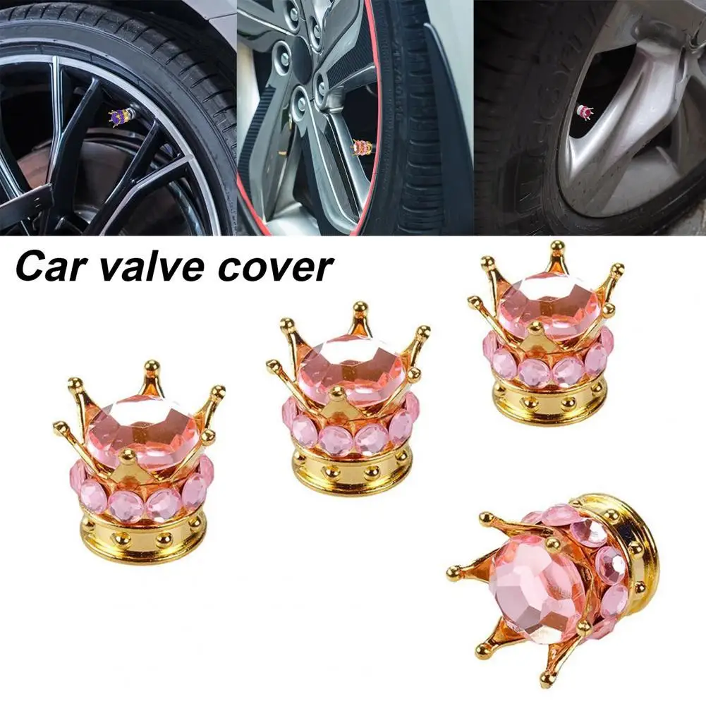 

Valve Cap Crown Shape Fine Workmanship Handmade Rhinestone Tire Stem Cap for Car