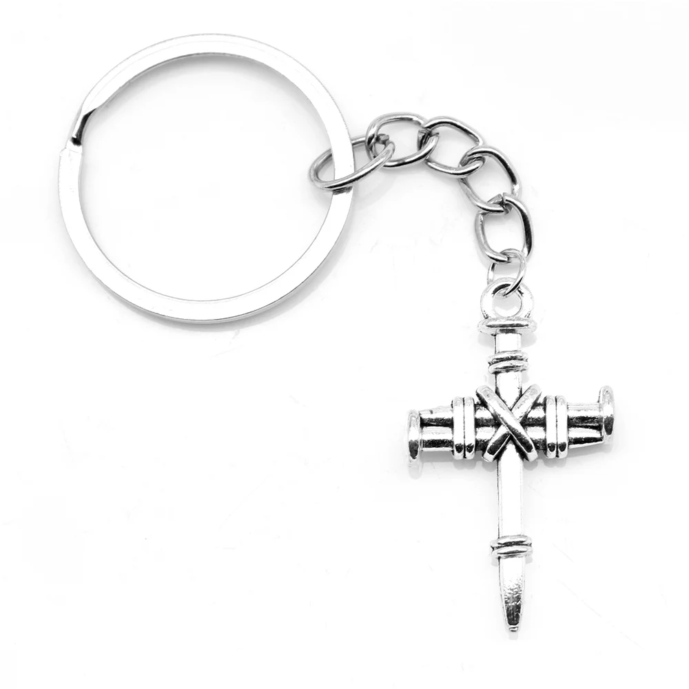 

1pcs Antique Silver Color 20x34mm Cross Keychain Handmade Jewerly Diy