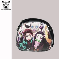cosplay demon slayer anime double sided pu makeup storage bag childrens messenger bag shoulder bags coin purse