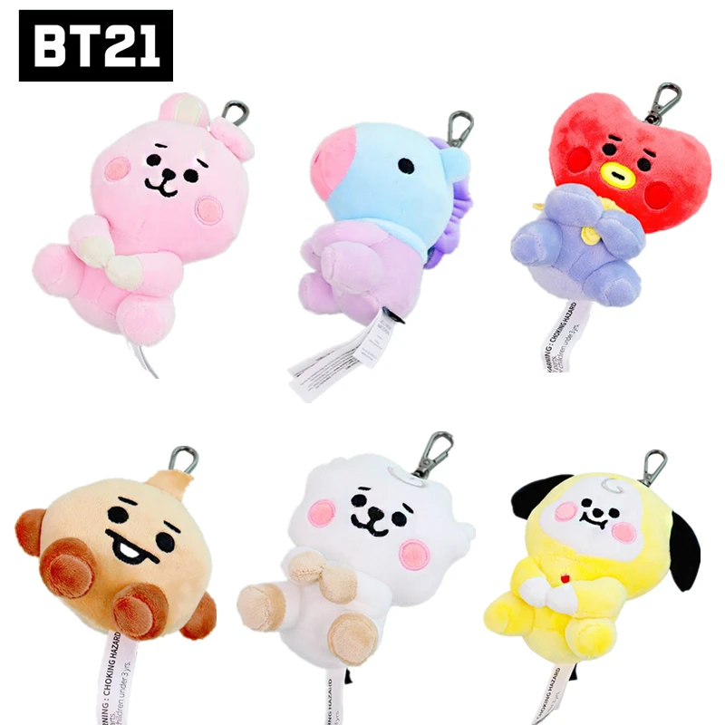 

Anime Bt21 Kpop 12Cm Plush Doll Keychain Baby Bag Pendant Plush Keychains Car Messenger Bag Coin Purse Pendant Kawaii Rabbit Toy