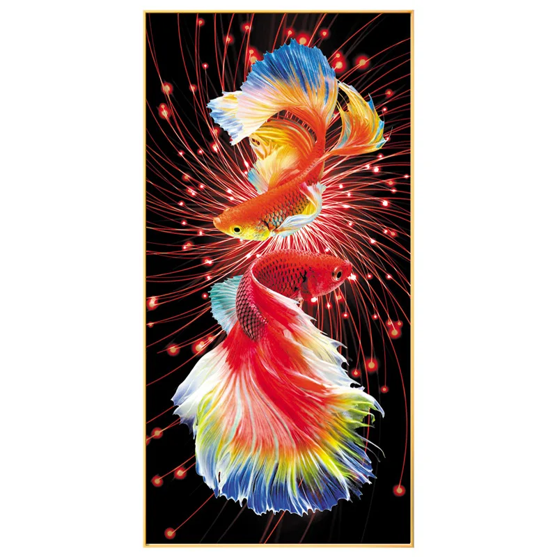 

50X90cm Needlework,Printed Animal series Cross stitch,Sets For Embroidery kit Full embroidery Cross-Stitching Silk Red FIshes