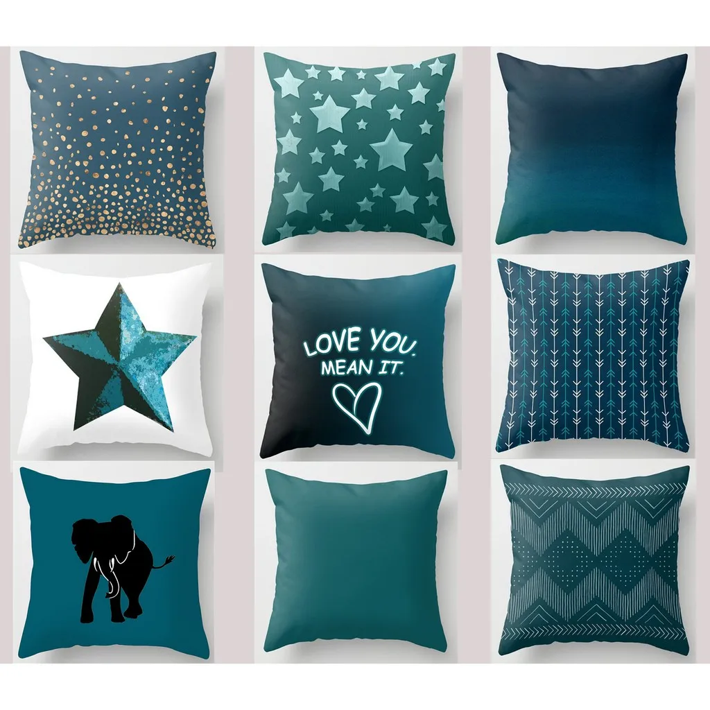 

Teal Home Decor Cushion Pillowcase Square Pillowcase Sofa Cushion Cover