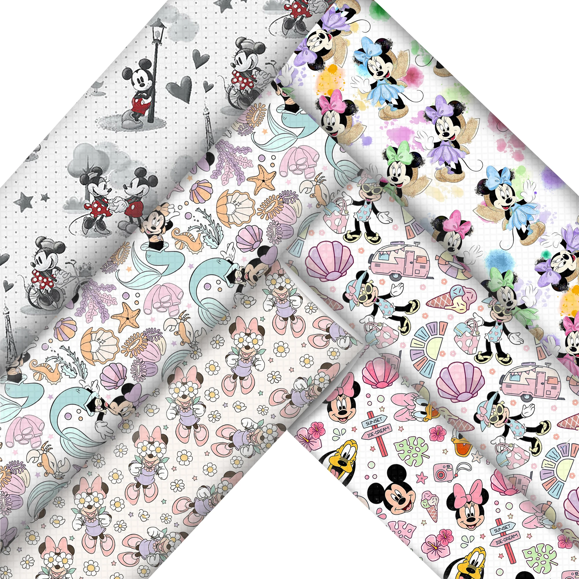 Disney Mickey Minnie Summer 20*33cm Faux Synthetic Leather Fabric For Bows Crafts DIY Handmade Earrings Wallet Bag Earrings