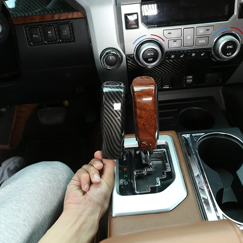 

For Toyota Tundra 2014- 2021 Car Interior ASB Carbon Fiber Center Console Gear Shift Head Cover Trim Car Accessories