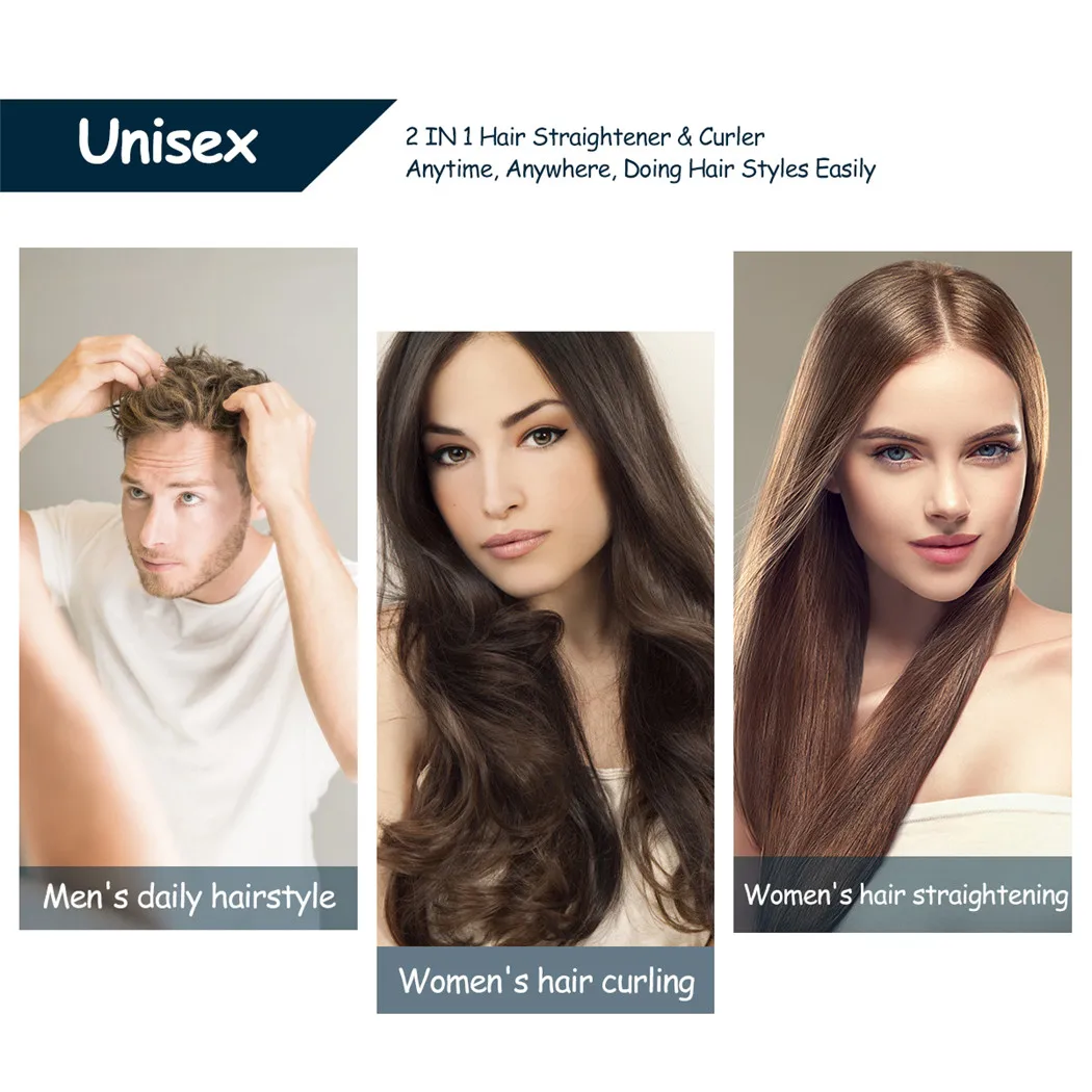 2 в 1 мини-утюжок для выпрямления волос с постоянной температурой