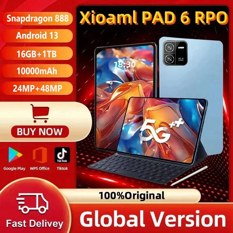 2024 Глобальная версия XioaMi Pad 6 Pro Планшет Android 13 16 ГБ 1 ТБ Dual SIM 10-ядерный 12000 мАч 5G