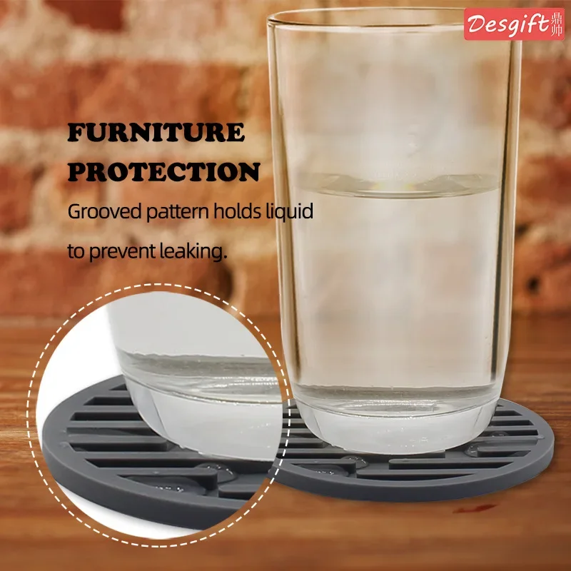 Силиконовая подставка круглая полосатая сливная теплоизоляционная для чашки