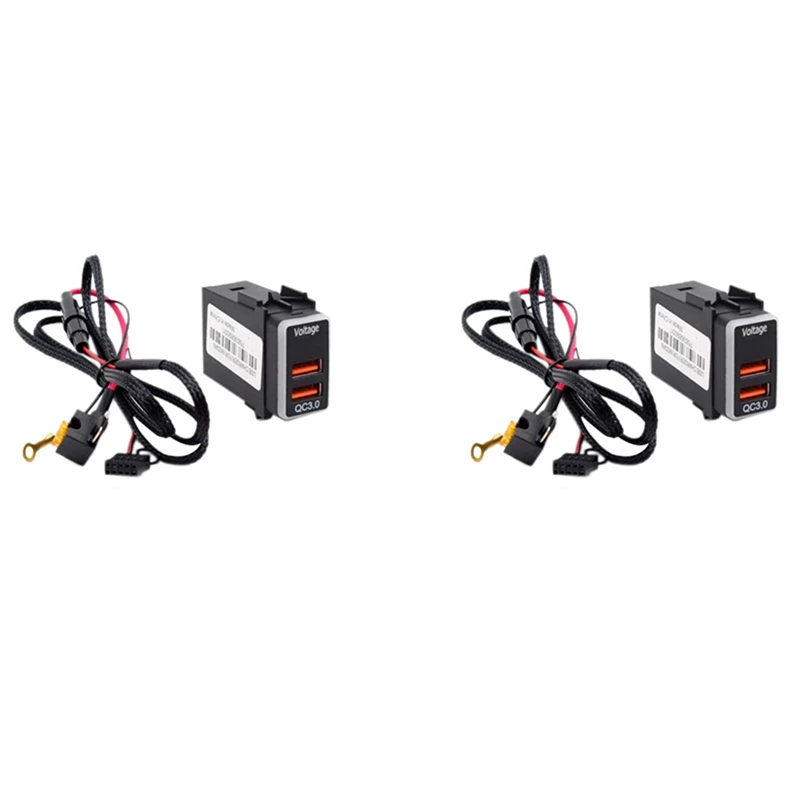 

Автомобильное зарядное устройство с 2 USB-портами, USB QC3.0, разъем для быстрой зарядки с индикатором напряжения для Nissan Qashqai X-Trail