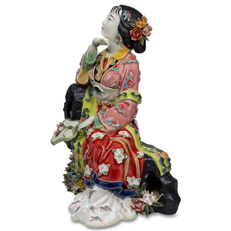 Фото Китайские антикварные статуэтки Jinling из двенадцати красивых женщин, винтажные фарфоровые статуэтки, Декор для дома, художественная Статуэтка №2