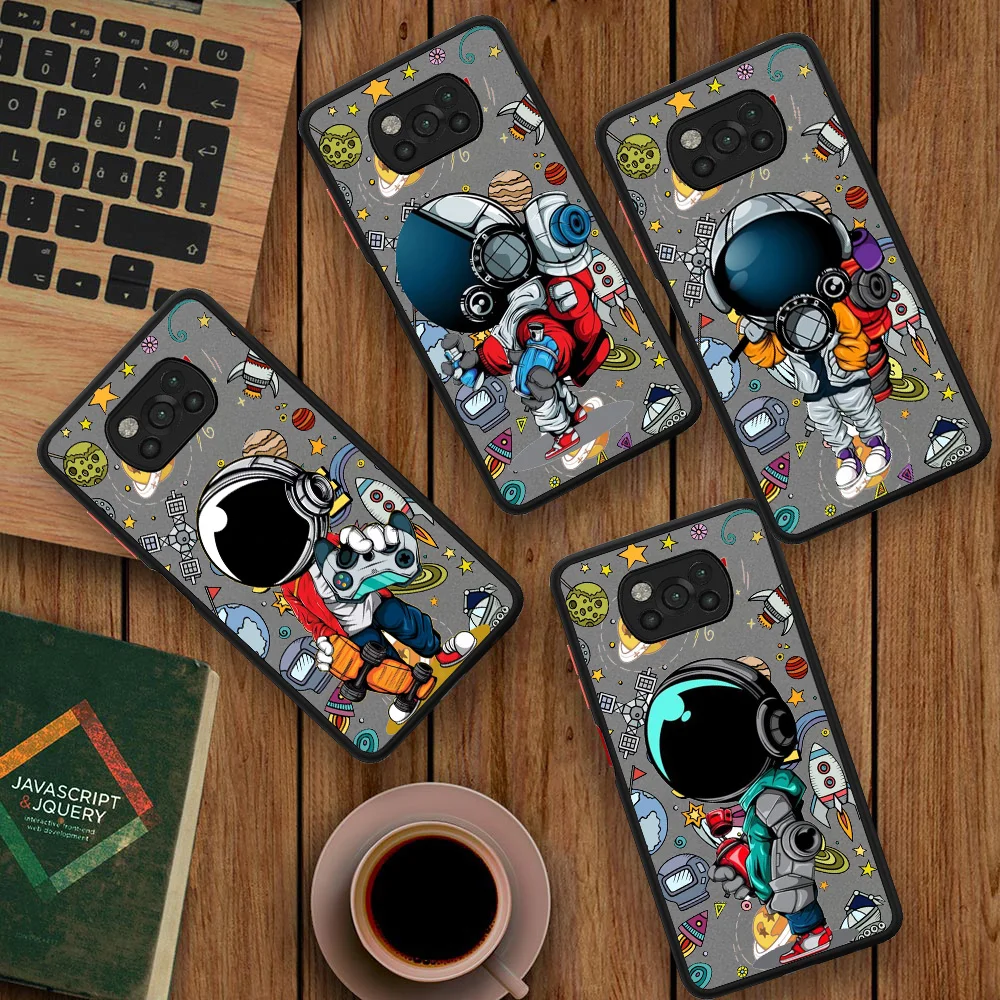 

Cartoon Astronaut Phone Case For Xiaomi Poco X3 NFC Por M3 F3 F1 Note 11 10 Pro 9S 9 10S 8 7 8T K40 9A 9C Funda Coque Cover