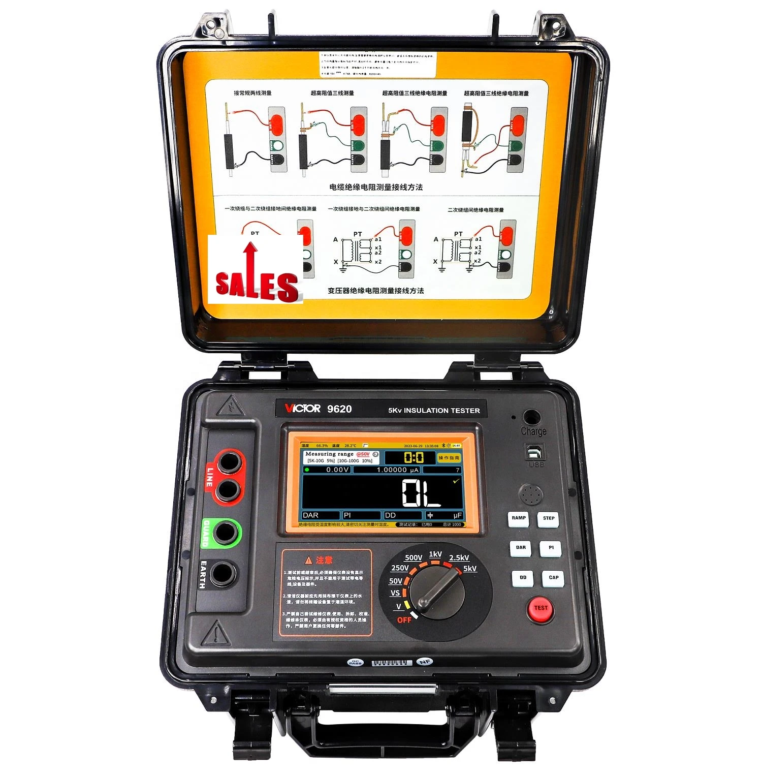 Мегаомметр VICTOR HIGI NAPIĘCIA 20TMohm 10KV 9620B РЕЗИСТАНИЯ TESTER