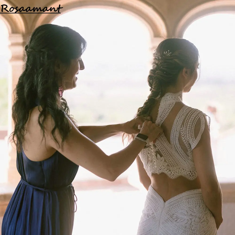 Богемное иллюзионное свадебное платье-Русалка из двух частей с кружевной