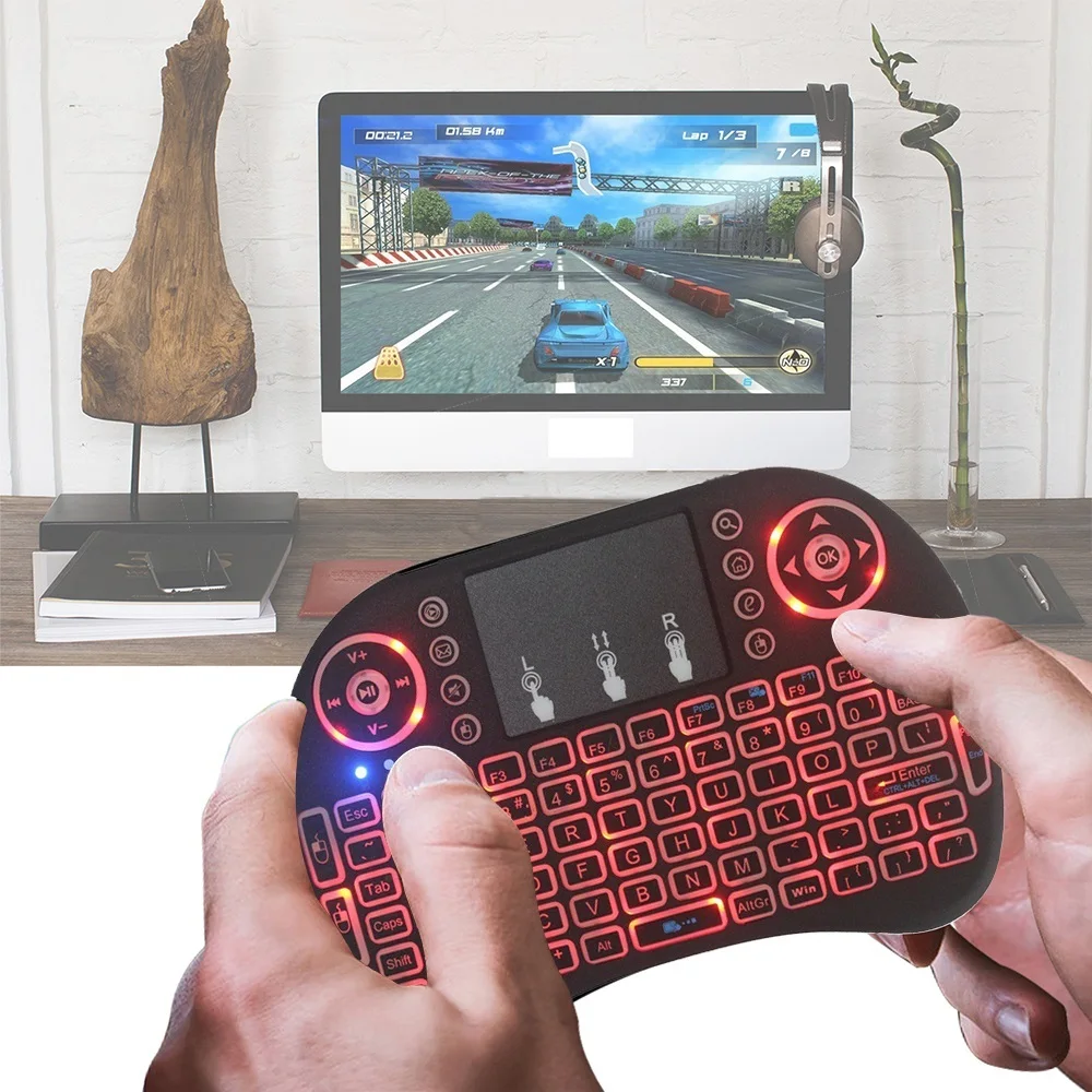 

NEW Mini Wireless Keyboard Backlit 2.4ghz English Air Mouse with Touchpad Handheld Remote Control for Android TV BOX X96 GTC