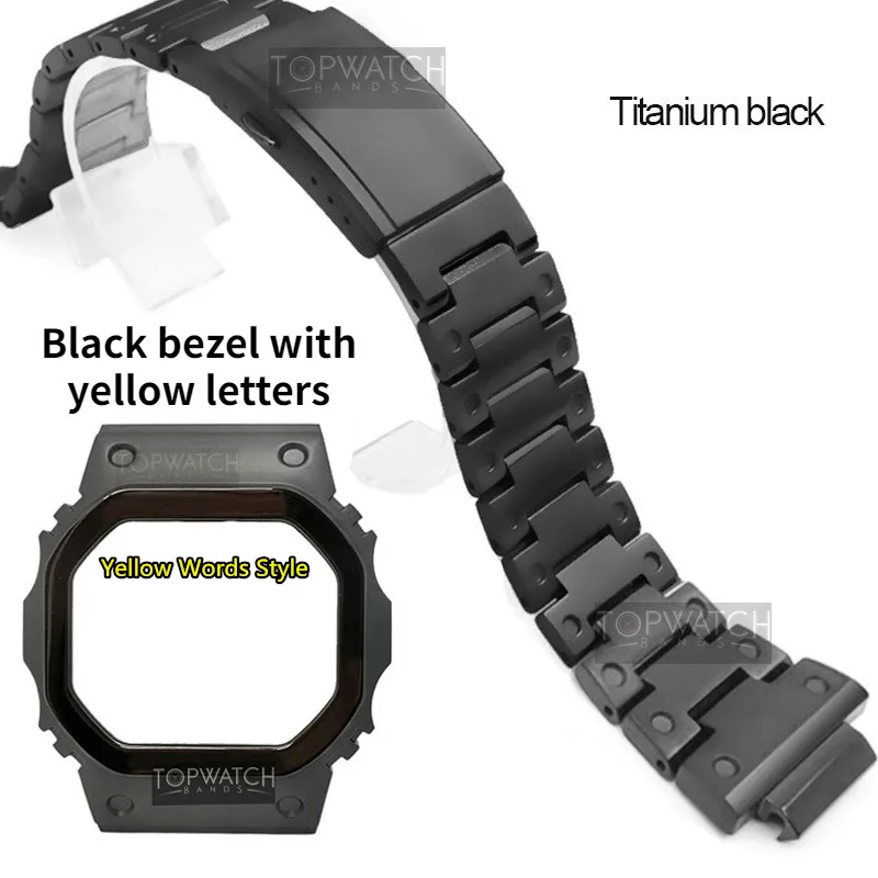 

DW5600 Titanium Alloy Camouflage Watch Strap For DW5600 GW5600 DW5000 5035 CasiOak Mod Watch Case Bezel GW-M5610 Belt Band Black