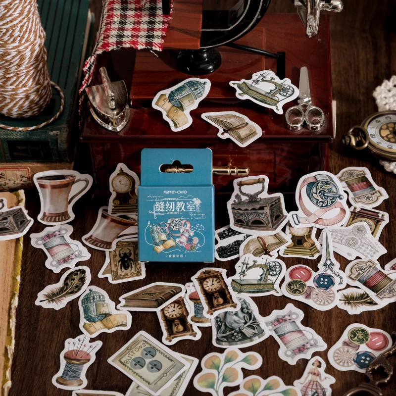 

46 Pcs Vintage Paper Stationery Sticker Set Retro Furnishings Decorative Stickers For Srapbooking Album Planner
