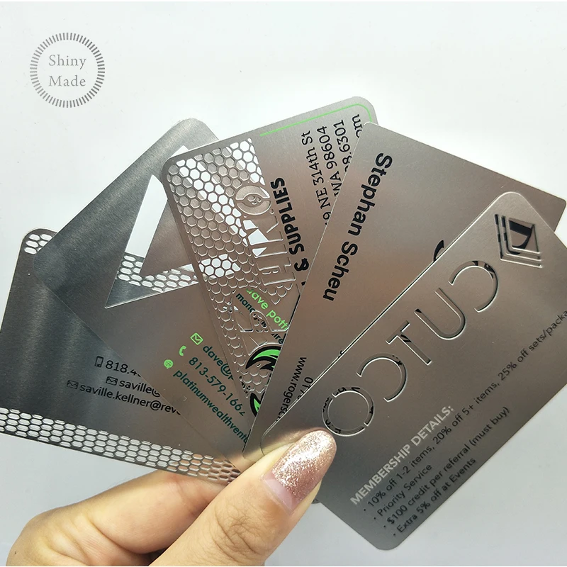 

Free design logo,2019 newest product Stainless Steel Metal Business Card