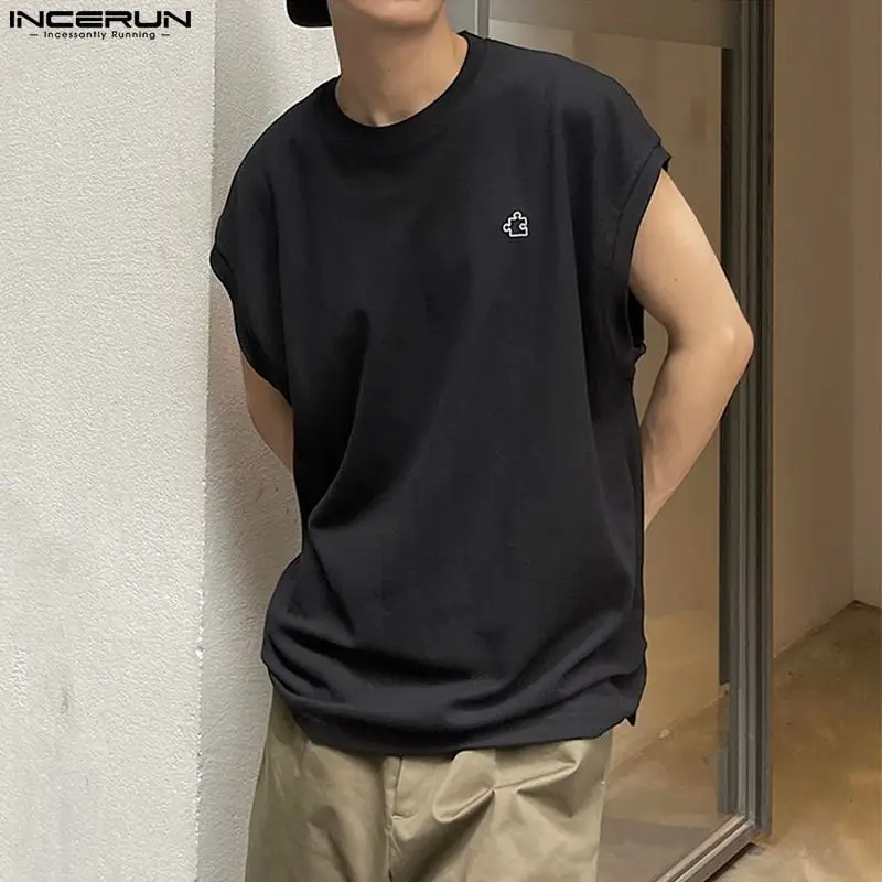 

Fashion Casual Style Tops INCERUN Mens Simple Small Puzzle Pattern Waistcoat Solid All-match Comfortable Sleeveless Vests S-5XL