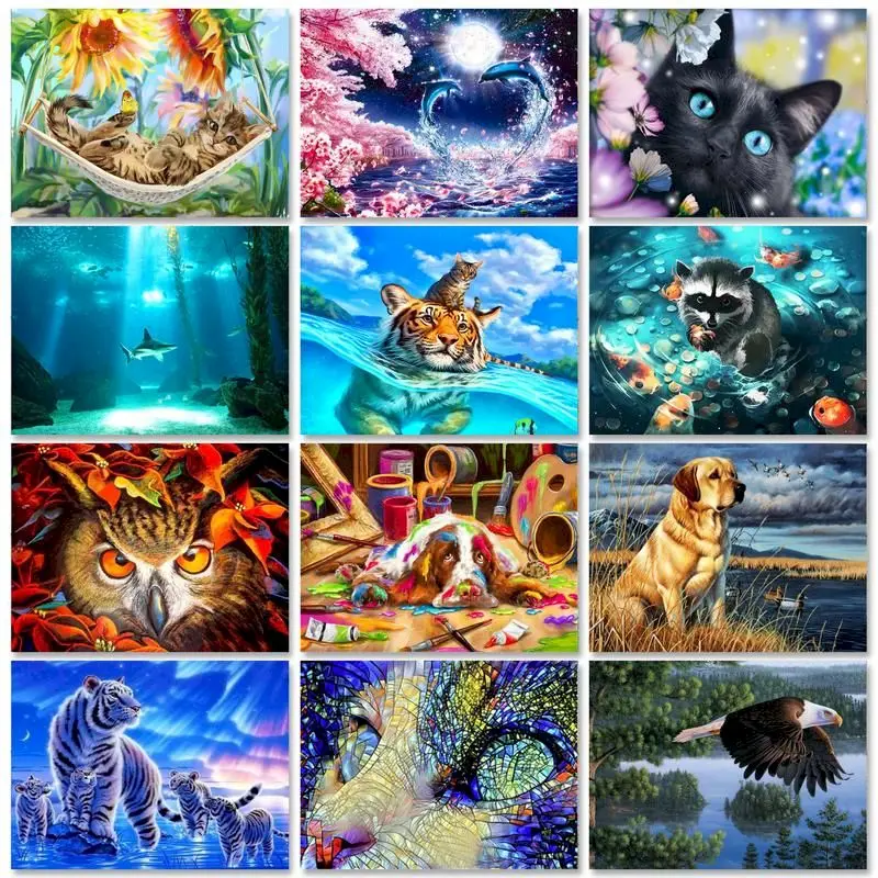 

PhotoCustom 60x75cm Painting by numbers On canvas Picture Drawing Animals DIY Coloring by numbers For adults Home decor