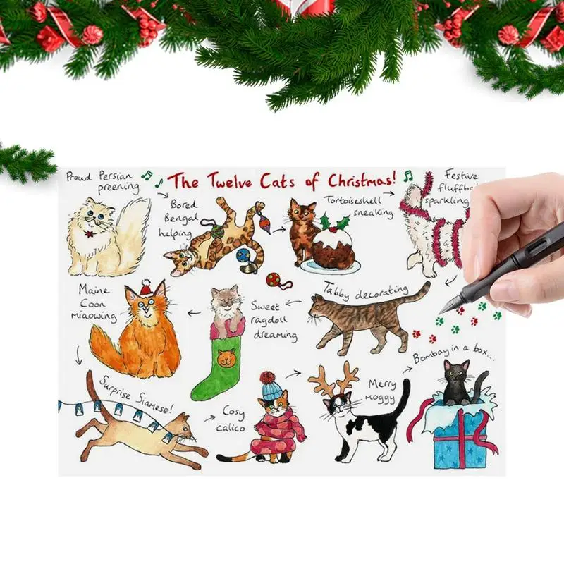 

Рождественские открытки для домашних животных, милые поздравительные открытки с животными на Рождество, поздравительные открытки с рисунком животных для любителей семьи и собак