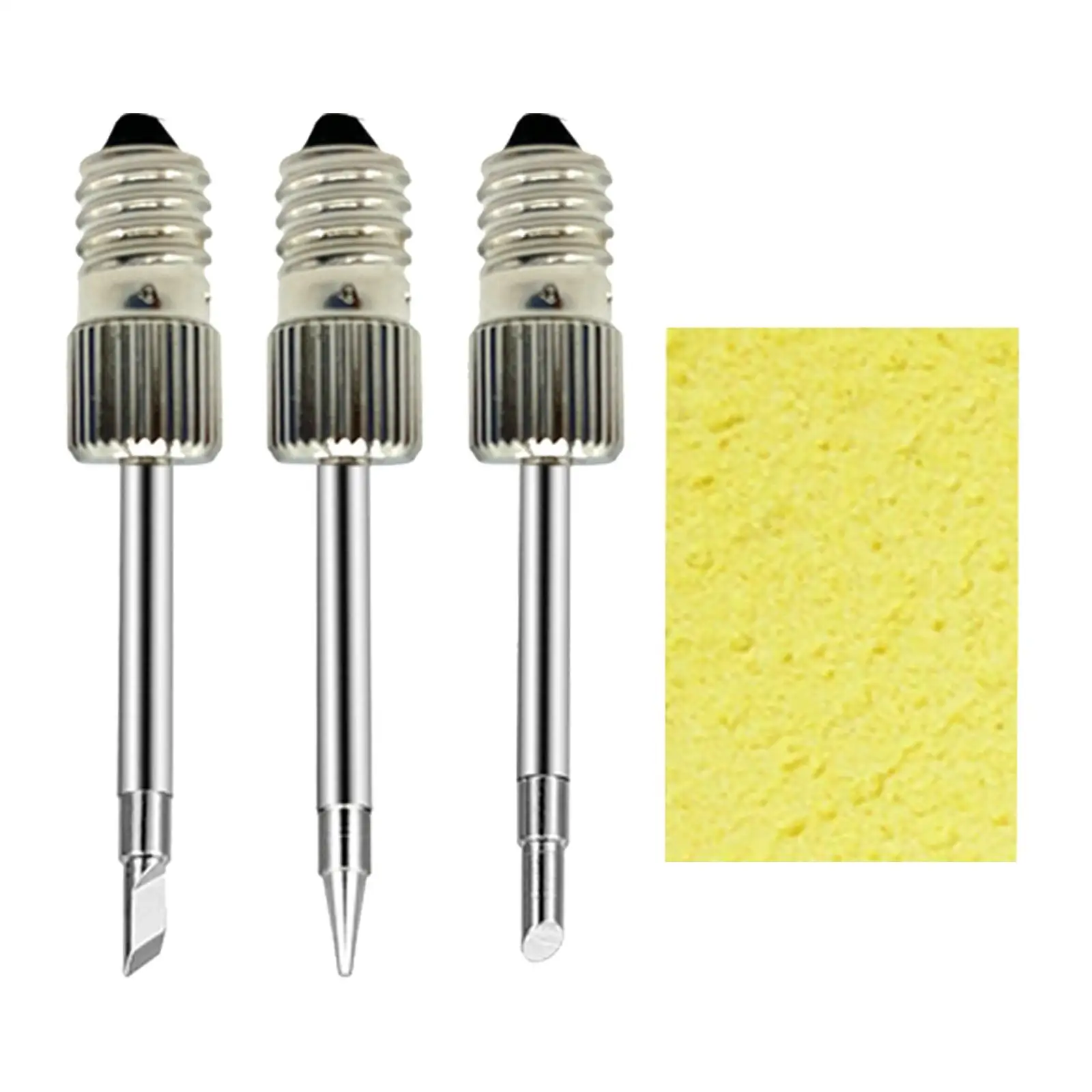 

3x Brass Soldering Tips Threaded Soldering head with Cleaning Sponge Welding Soldering Tips for Soldering Tips Tools