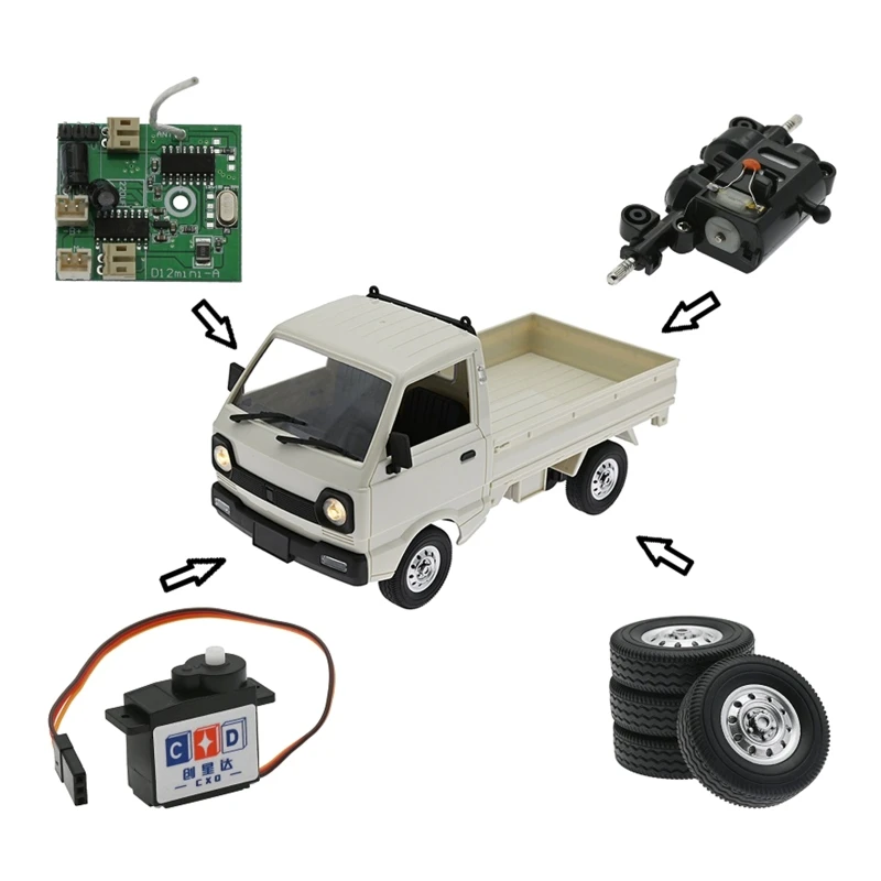 

1:10 R/C PCB/Gear Box/9g Steering Servos/Plastic Wheel Tires Anti-Rusty & Durable Toy Modified Kits for WPL D12