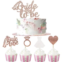1pcs big bride to be cake topper 48pcs diamond heart dress wedding cupcake topper bridal shower bachelorette party cake decor